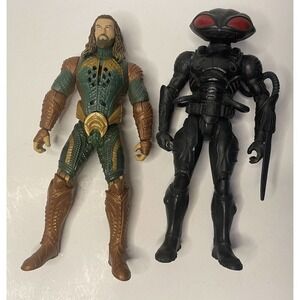 DC LOT AQUAMAN 6" TALKING HEROES JUSTICE LEAGUE + Black Manta Action Figures